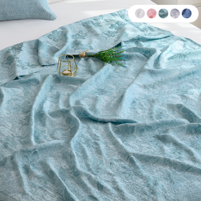 풍기인견 100% 플라워 냉감 여름 이불, 민트