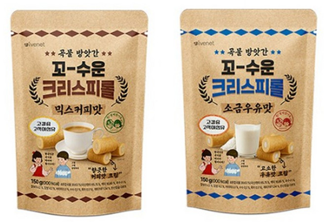 곡물방앗간 꼬수운 크리스피롤 150g 믹스커피맛3개＋소금우유맛3개