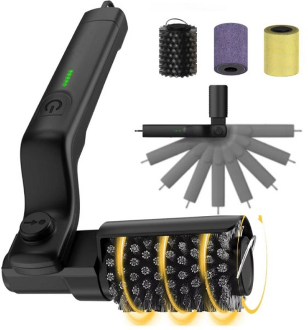 전기 바베큐 브러쉬 청소용 그릴 기름때 제거, 01 Black