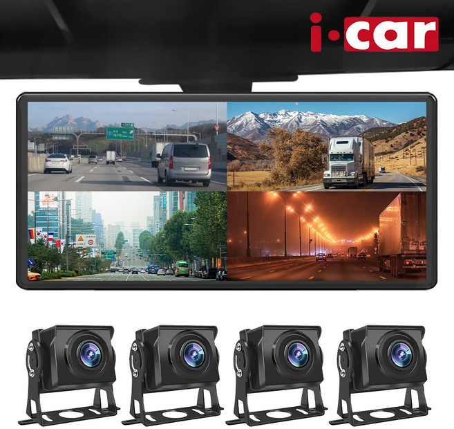 4채널 블랙박스 와이드10.4인치 화물차 블랙박스 Ai 사람감지 국내As, 실외 카메라 4개(AI스피커 미포함), 128GB