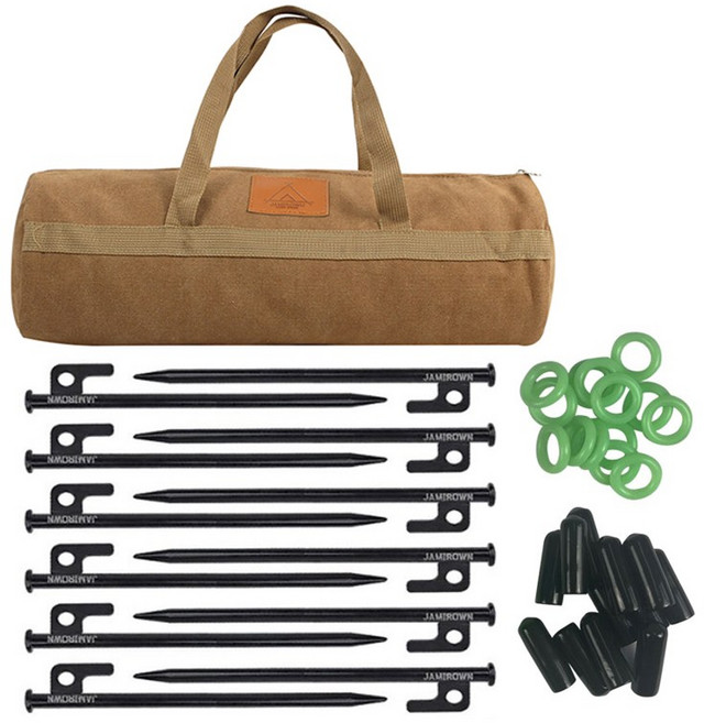 자캠 테이퍼링 고강도 단조팩 40cm 12개 + 보호캡 + 야광링 + 전용가방포함, 1개, 혼합색상