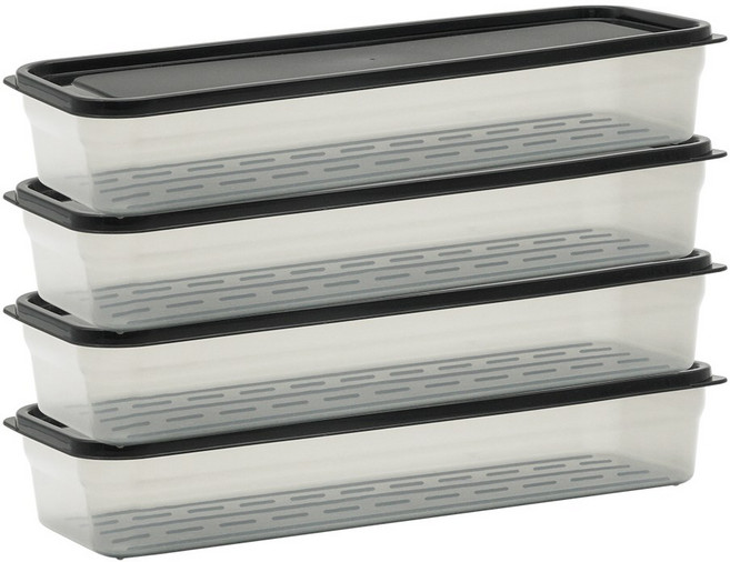 생활엔 말랑핏 차곡차곡 식재료 보관용기 블랙, 4개, 1250ml