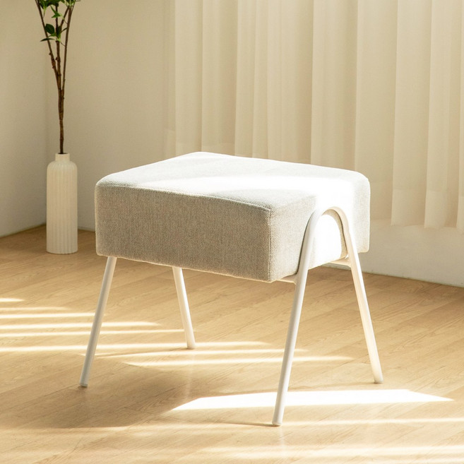 체리브 하비 화장대의자 인테리어 패브릭스툴 보조 스툴의자, 베이지, 1개