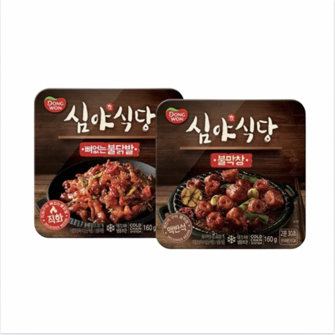 동원 심야식당 뼈없는 불닭발 + 불막창, 1세트, 320g