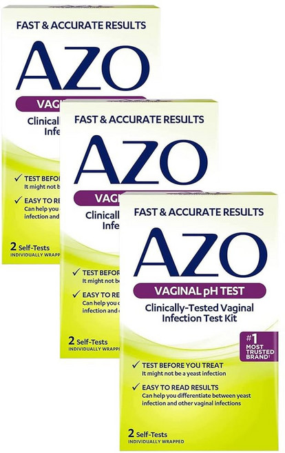 AZO 질 pH 테스트 키트 임상 테스트를 거친 감염 FSA/HSA 자격 빠르고 정확한 결과 가장 신뢰받는 요로 건강 브랜드 1위 자가 2위의 제품입니다, 2 Count (Pack of 3), Vaginal pH Test Kit