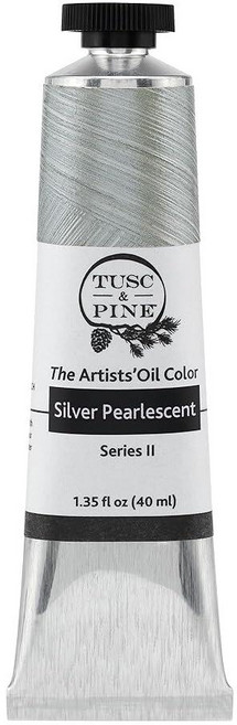 Tusc & Pine 아티스트 오일 페인트 - 티타늄 화이트 (아마씨) 40ml 황변 없음 풍부하고 크리미 한 일관성 최대 안료 부하 소량 가공 페인트 전문 아티스트, 1개(1개입), 실버 진주 광택