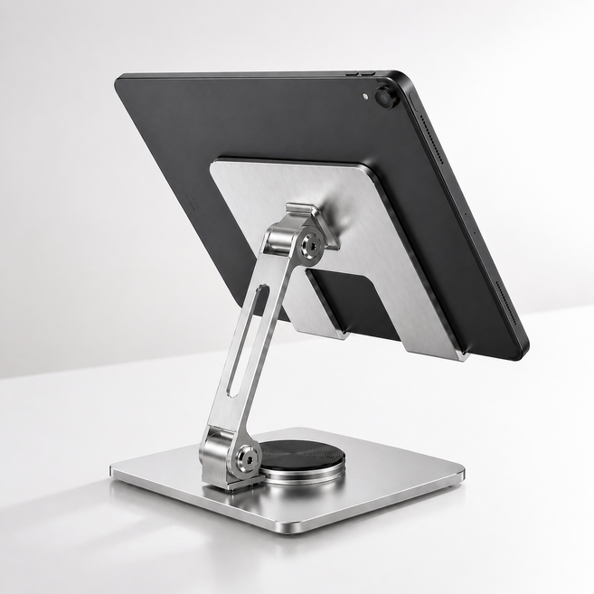모루아 360도 회전 각도조절 메탈 태블릿 거치대, 1개, 실버, MT1342