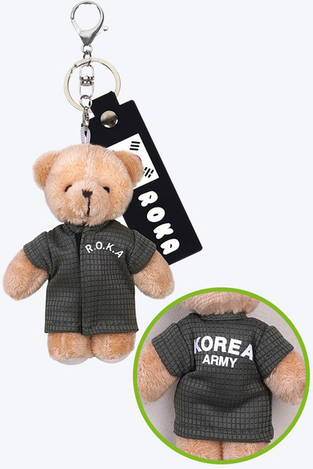밀리베어 키링 육군 로카티 ROKA 카키 - 군부대 군대 행사 기념품 판촉물 제작 홍보물 곰인형