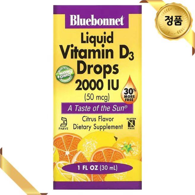 블루보넷 리퀴드 비타민 D 3 드롭 2000IU 귤맛 30ml 디 쓰리 콜레칼시페롤 효능, 1개 - 쿠팡
