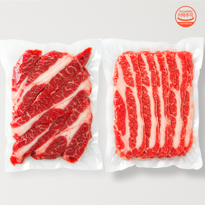 한국농수축산 소고기 반반 갈비살 200g + 우삼겹 200g 모둠, 1세트