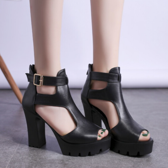 여성 여름 플랫폼 통굽 하이힐 샌들