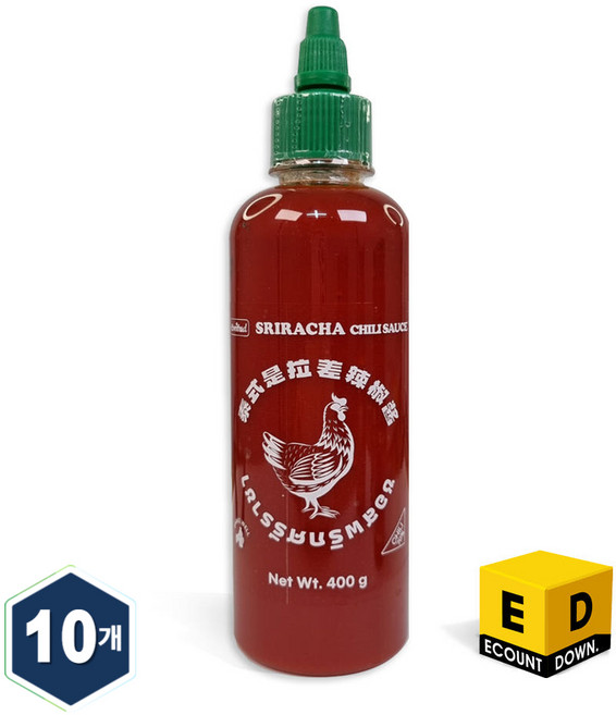 닭표 0칼로리 스리라차 핫 칠리소스 고추함량 70%, 400g, 10개