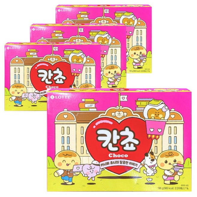 스타_롯데제과 칸쵸 쵸코 파티팩 196g x 4개 / 대용량과자
