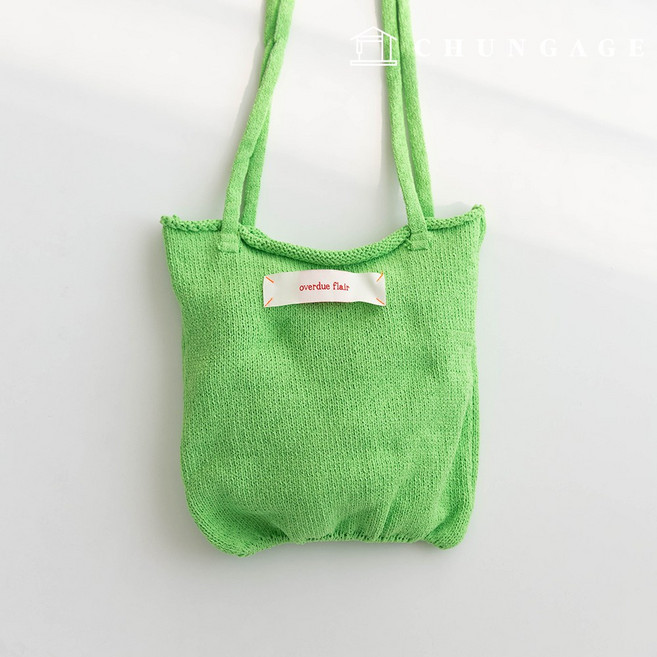 니트 미니 손가방 니트백 손목가방 토트백 무지 플레이어 5종, 03) 그린