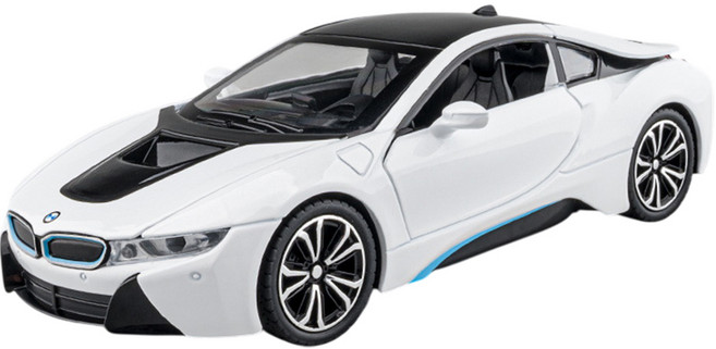 마이카 다이캐스트 합금 1:22 BMW i8 모델 자동차 모형 피규어 장식, 1개, 01.화이트
