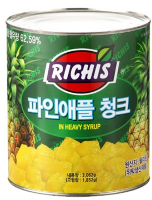 리치스 파인애플 청크 통조림, 3.062kg, 6개