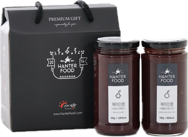 한터식품 무설탕 수제잼 아로니아잼 사과&아로니아잼 세트, 2개, 400g