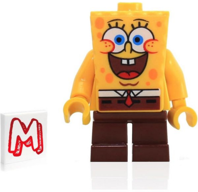 레고 수집용 스펀지밥 네모바지 미니피규어 큰 미소 포함 3816, 옐로우, 1