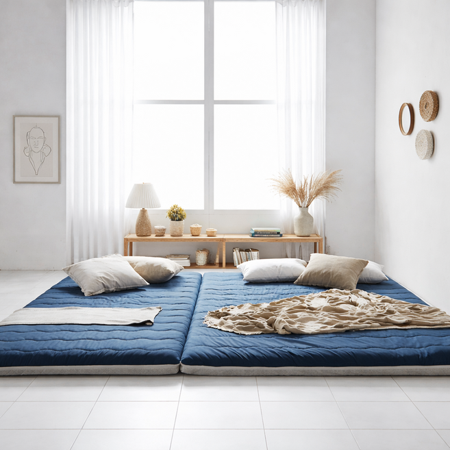 국내제작 집먼지 / 진드기 케어 접이식 토퍼 기절 푹신한 매트리스 3가지색상/4가지사이즈 (보관벨트포함) 네스트슬립