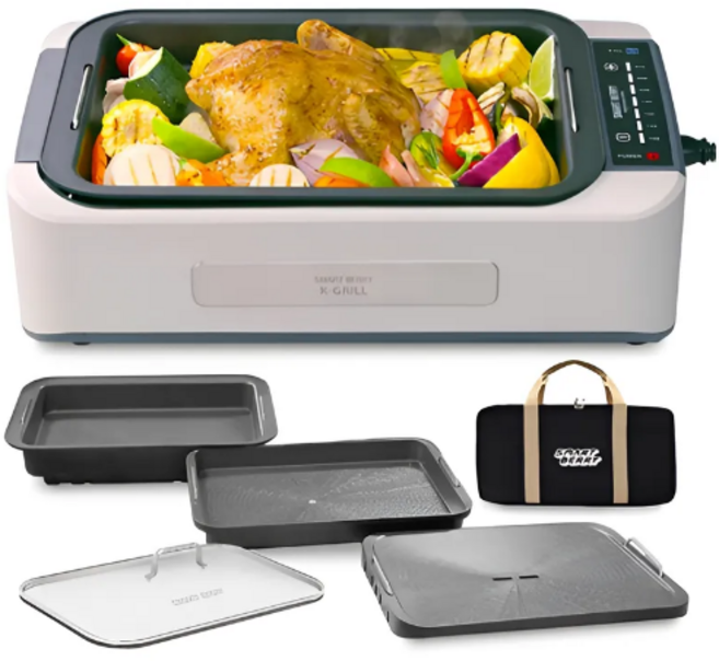 스마트베리 케이 그릴 본체 + 전용팬 3종 + 전용뚜껑 + 전원선 + 전용가방, SBG-K01 화이트 (연기흡입)