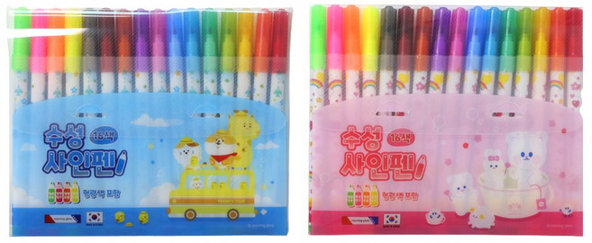 모닝글로리 16색 수성싸인펜 16색싸인펜 싸인펜, 남아, 1세트