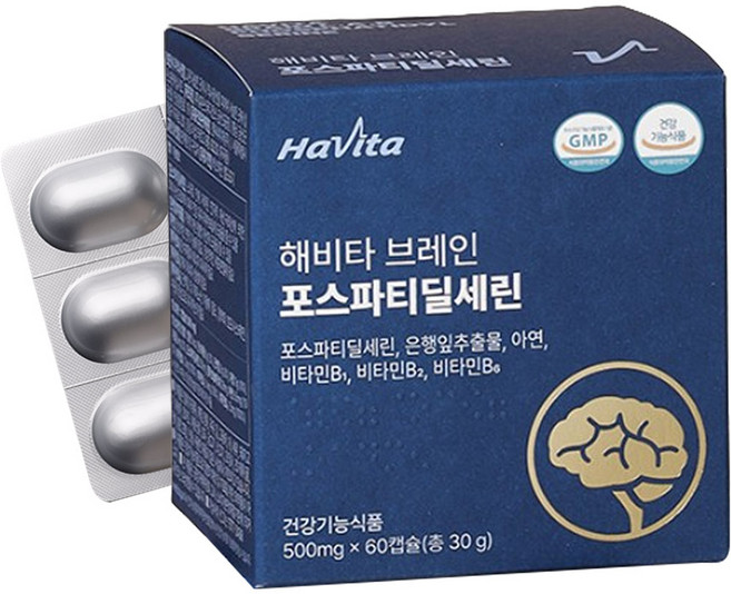 엔씨네이처 해비타 브레인 포스파티딜세린 인지력저하 치매예방 뇌영양제 1개월분, 60정, 1박스