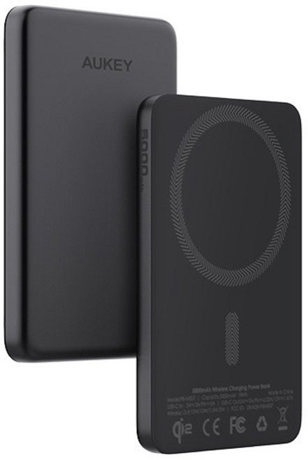 AUKEY Magfusion M5000 5000mAh Qi2 磁吸超薄行動電源, 鈦空灰