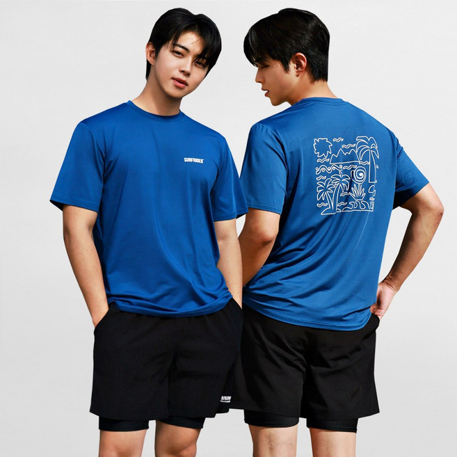 [자체제작] 서프라이더 남녀 상하의 2장세트 오버핏 반팔래쉬가드 반팔수영복 체형커버 루즈핏 빅사이즈 ~3XL 까지/SURFRIDER