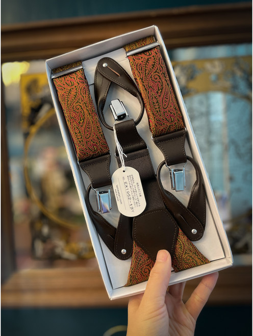 일본수입 타니와타리 페이즐실크 고급형 Y35mm 2WAY 클립 단추 혼용 멀티 Y형밴드 서스펜더 멜빵 Y타입 3점고정 튼튼한 오래쓰는 고급 선물포장 웨딩 남녀공용