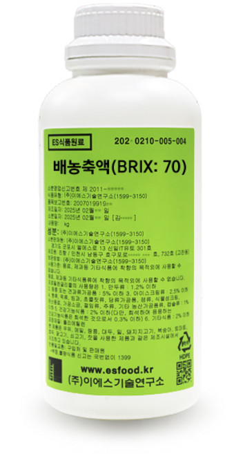 ES 식품원료 배농축액(BRIX:70) [1906], 1kg, 1개