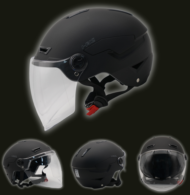2026 IRIS 아이리스 초경량 반모 헬멧 라이딩헬멧 하프페이스 통풍구조 아시안핏, 무광 스톤 블랙