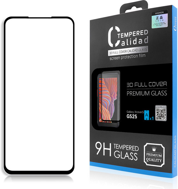 하이온 갤럭시 X커버5 신비키즈폰2 칼리다드 풀커버 강화유리 액정보호필름 G525, 1개