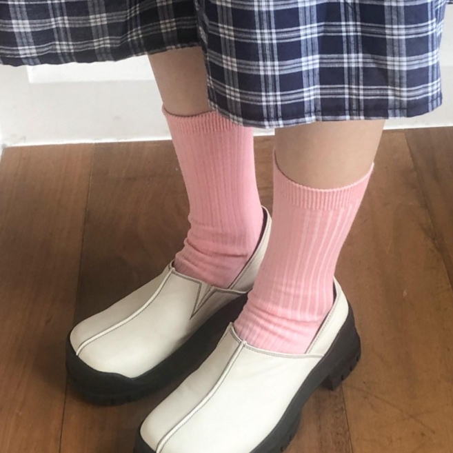 블루씨티 컬러 무드 골지 데일리 사계절 면 양말