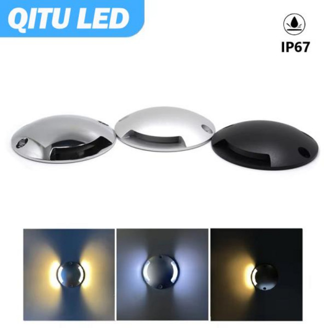QITU 12V 24V LED 야외 지상 자리 RGB 정원 측면 조명 방수 IP67 미니 표면 장착 얇은 테라스 안뜰 스포트, 05 6000K, 04 DC12V 2 Side, 02 Matte Black