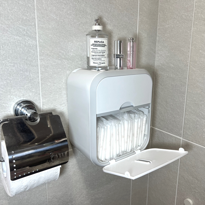 누바르 시크릿박스 무타공 생리대 보관함 수납함, 1개, 퓨어화이트