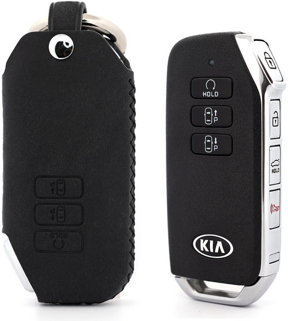 페레노 기아 K7 K8 EV6 쏘렌토 스포티지 셀토스 스마트키 가죽케이스 PK09, 푸에블로 블랙