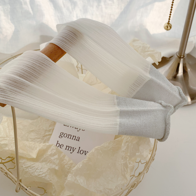 3켤레세트 스파클링 펄 시스루 하프삭스 중목 양말