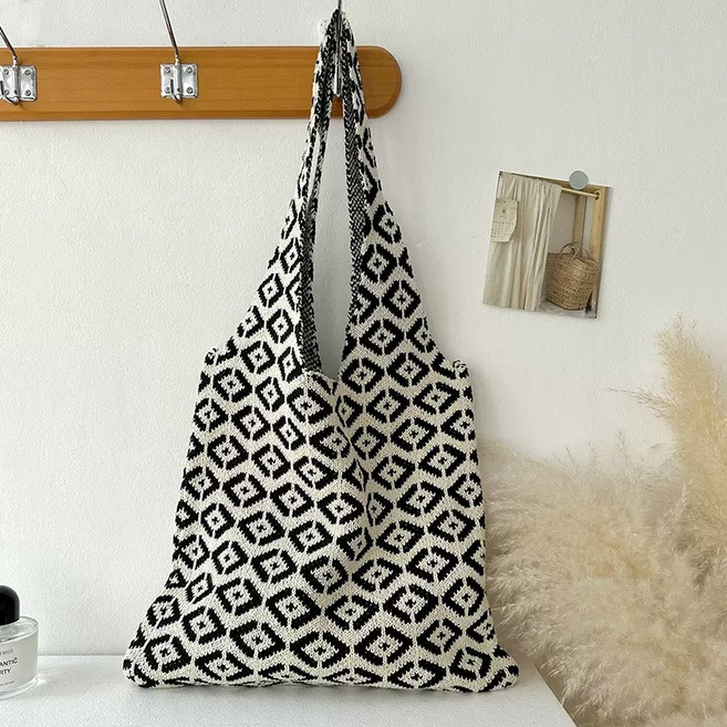 YUMDE 모던 니트 에코백 여성 데일리 가방 숄더백