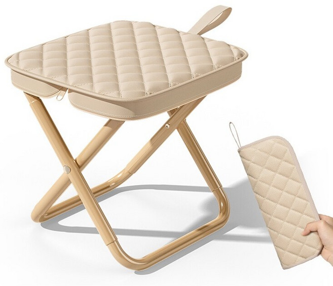 moyamoi 휴대용 접이식 엠보 폴딩 캠핑의자, 1개, 베이지