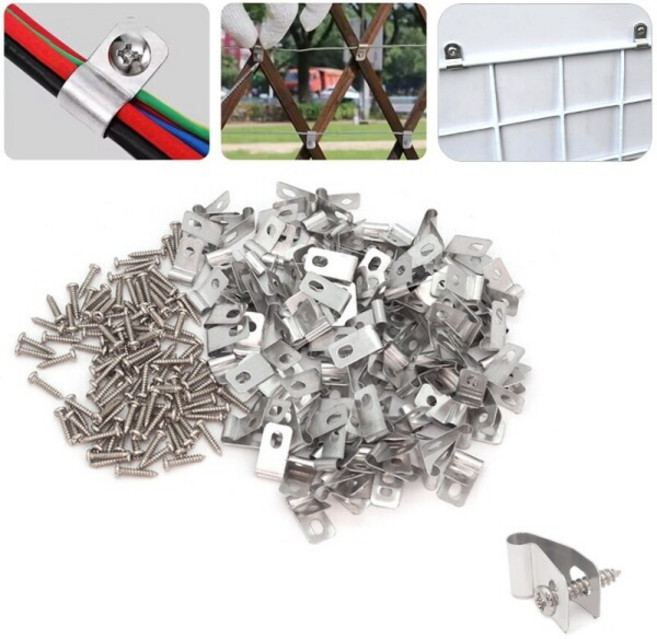 아이베란다 스텐 와이어 연결 고리 홀더 철망 울타리 휀스 클립 100개