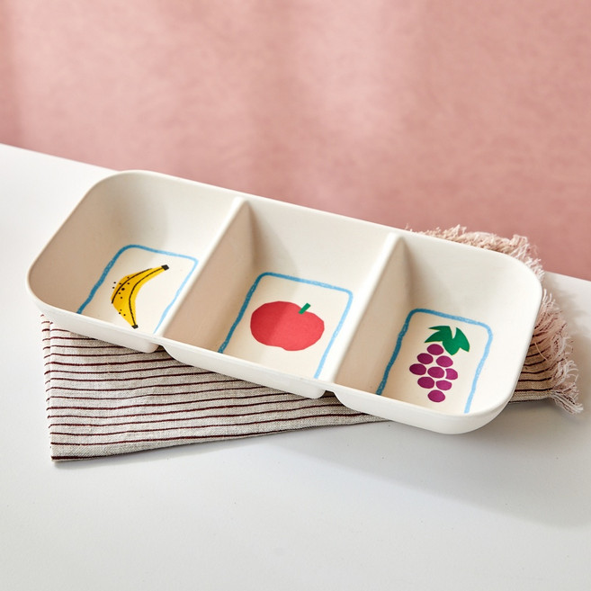 [모던하우스 광주역점] 팝팝프루츠 뱀부파이버 3칸나눔접시 _brightman, 1개, 사진참조