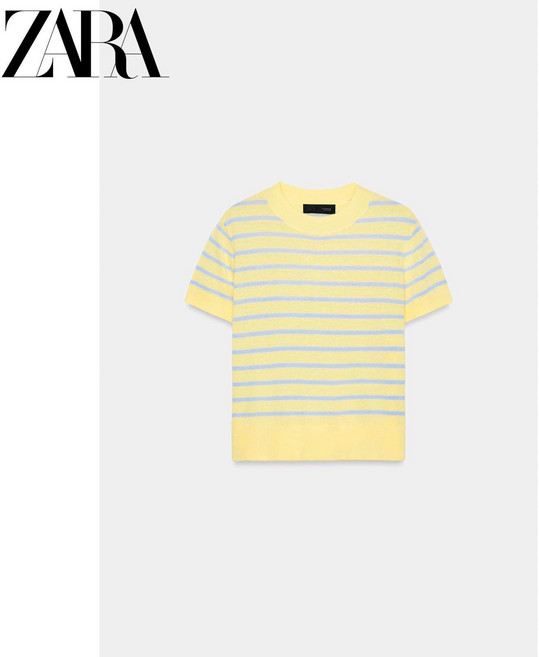 ZARA 자라 2026 봄여름 여성 라운드 스트라이프 반팔 잔니트 2142100 105