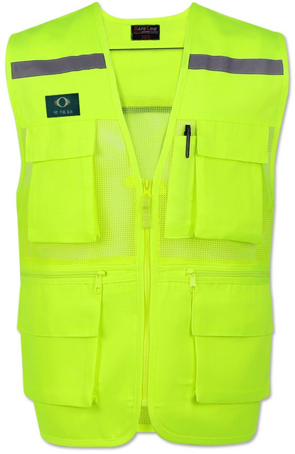 SL 무재해 형광 망사 작업조끼 안전 반사띠 여름 조끼, 1개