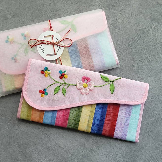 색동 모시 장지갑 색동 통장지갑 전통선물 한국기념품