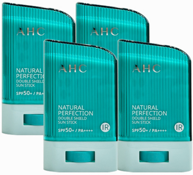 2025년 최신제조 AHC 내추럴 퍼펙션 더블쉴드 선스틱 [초록] SPF50+/ PA++++ /썬스틱 / 스틱선크림/ 톤업 / 미백 / 워터프루프/ 워터프루프 / 자외선 차단, 22g, 4개