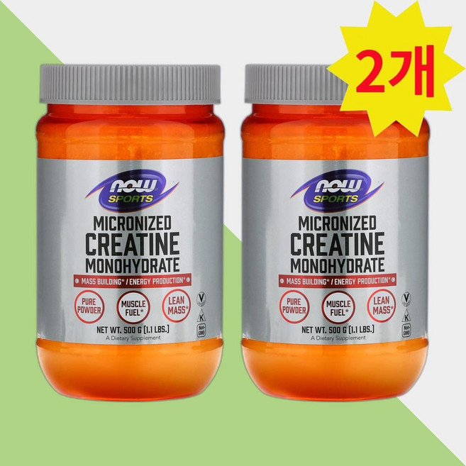 Now foods Sports Micronized Creatine 크레아틴 모노하이드레이트 파우더 500g X2팩, 2개