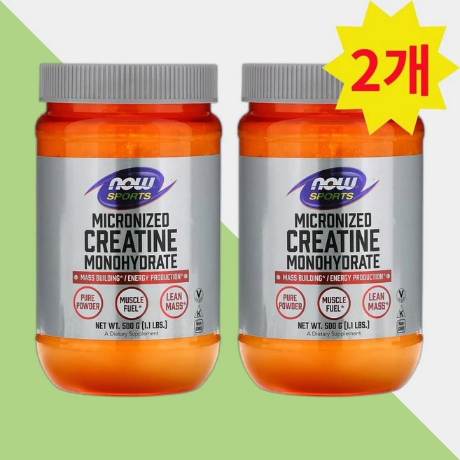 Now foods Sports Micronized Creatine 크레아틴 모노하이드레이트 파우더 500g X2팩, 2개 - 쿠팡