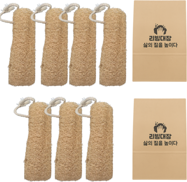(7개세트) 리빙대장 바게트형 천연 수세미 친환경, 1세트, 7개입