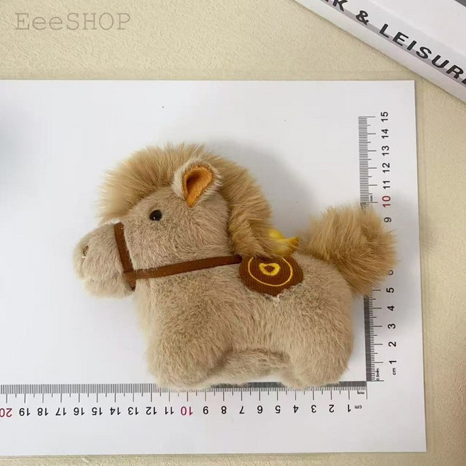 可愛毛絨小馬吊飾 鑰匙扣 包包掛件, 1個, 咖色+棕色繩子（13.5*9cm）, 咖色+棕色