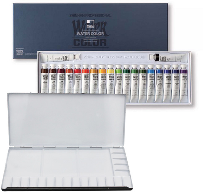 신한 전문가용 수채화물감 12ml 20색+20칸 팔레트, 240ml, 20색, 1개